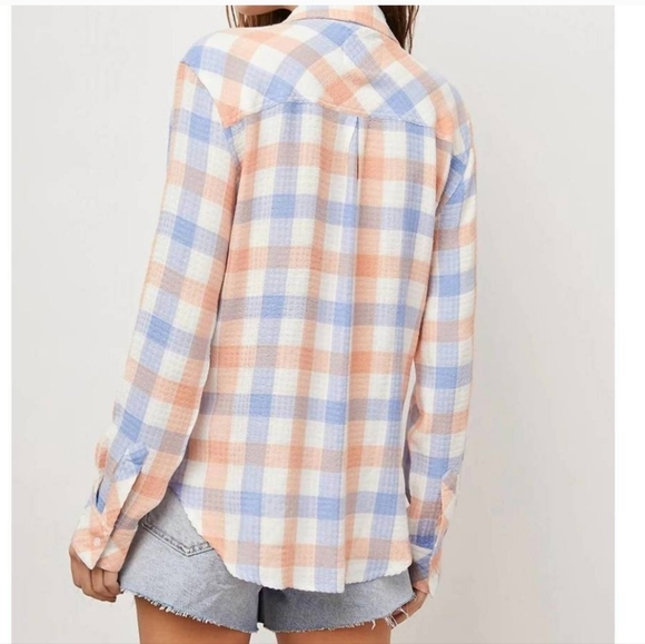 Rails Brady Blue Melon Button Front Long Sleeve Shirt Womens - Picture 3 of 7